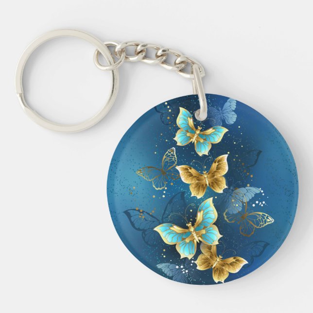 Golden butterflies key ring (Front)