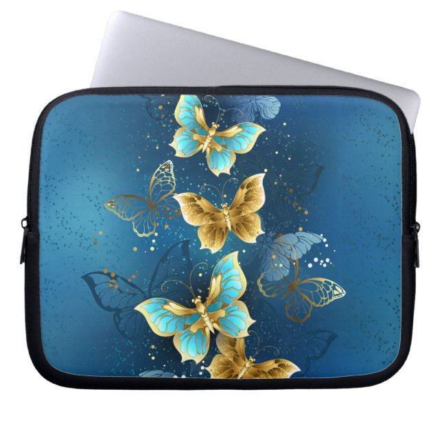Golden butterflies laptop sleeve (Front)