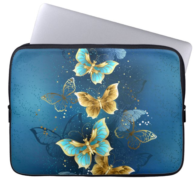 Golden butterflies laptop sleeve (Front)
