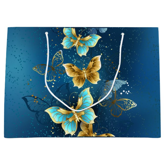 Golden butterflies large gift bag (Front)