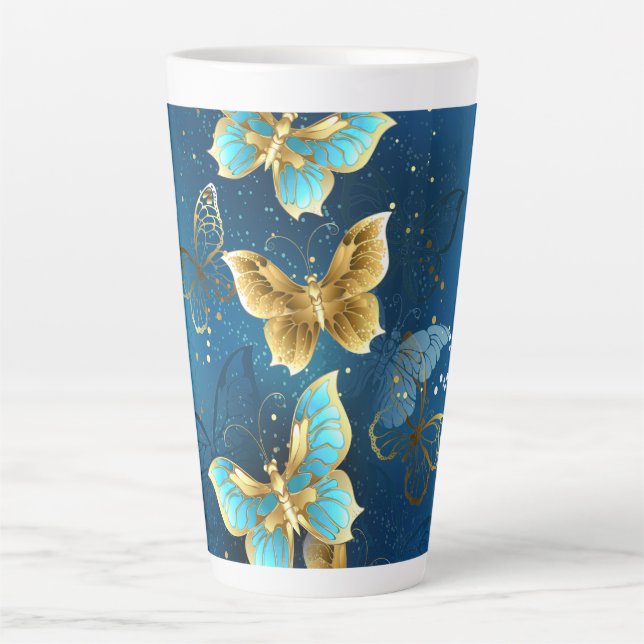 Golden butterflies latte mug (Front)