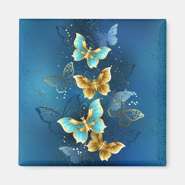 Golden butterflies magnet (Front)