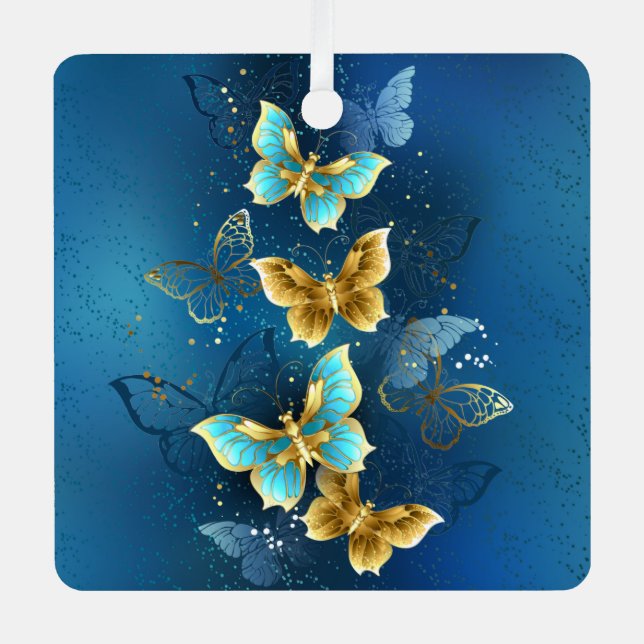 Golden butterflies metal tree decoration (Front)