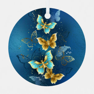 Golden butterflies metal tree decoration