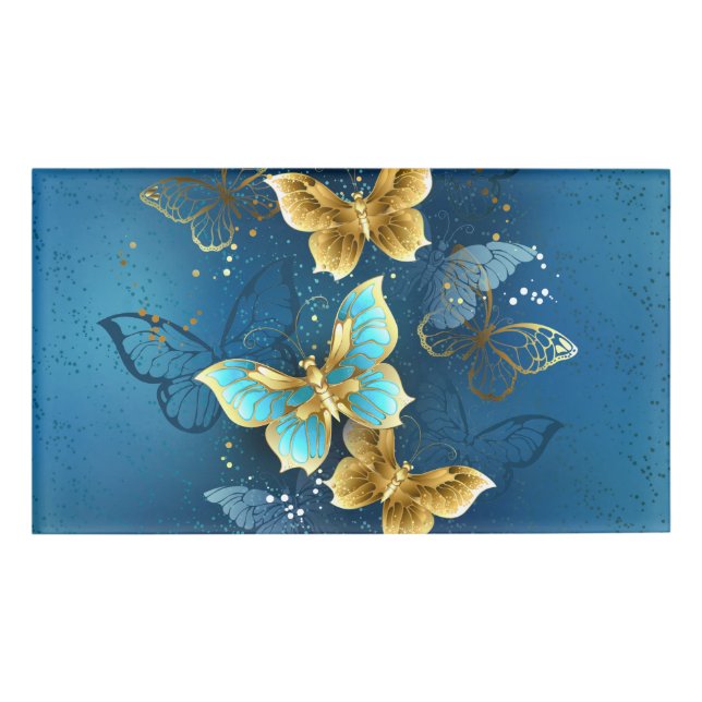 Golden butterflies name tag (Front)