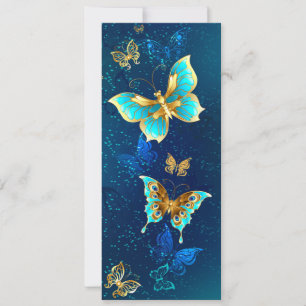 Golden Butterflies on a Blue Background
