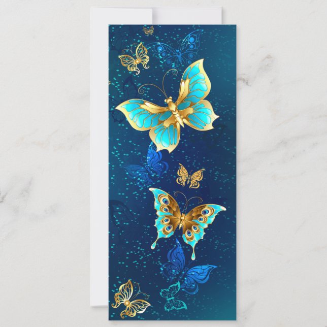 Golden Butterflies on a Blue Background (Front)