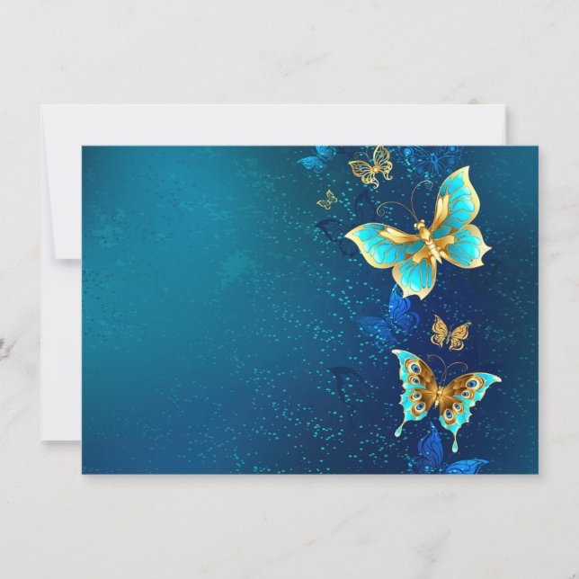Golden Butterflies on a Blue Background (Front)