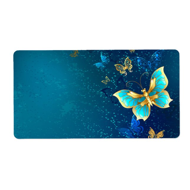 Golden Butterflies on a Blue Background (Front)