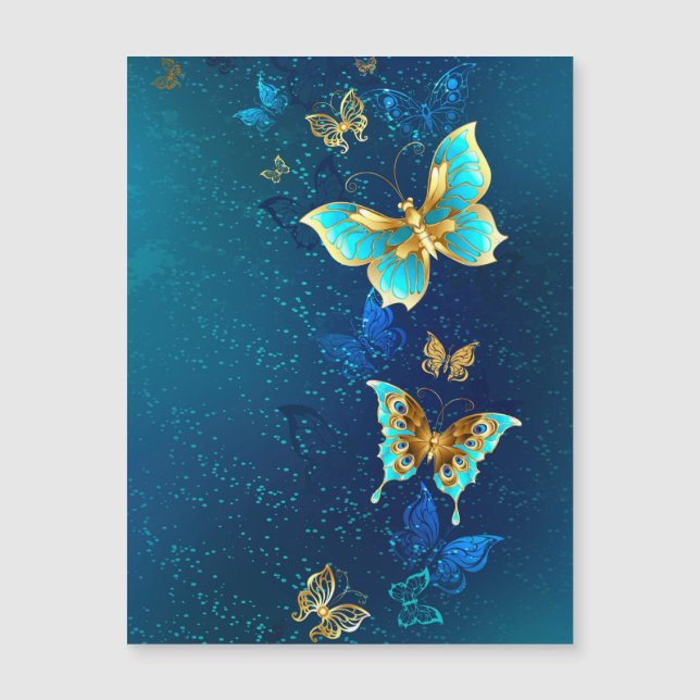Golden Butterflies on a Blue Background (Front)