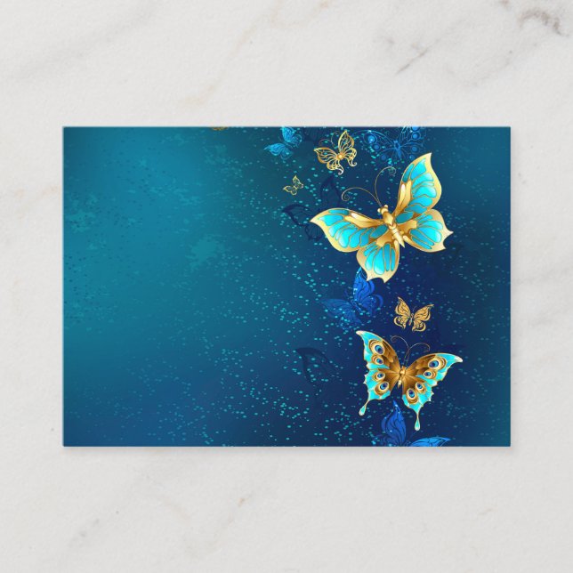 Golden Butterflies on a Blue Background Advice Card (Front)