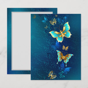 Golden Butterflies on a Blue Background Advice Card