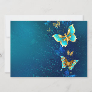 Golden Butterflies on a Blue Background Advice Card
