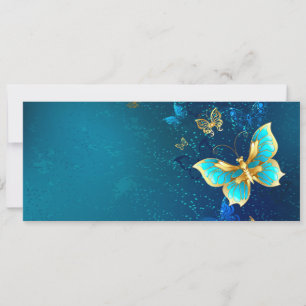 Golden Butterflies on a Blue Background Announcement
