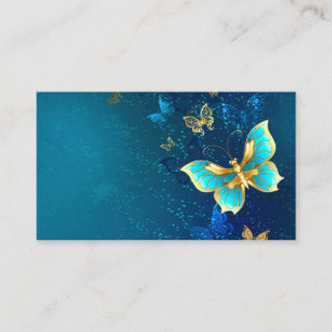 Golden Butterflies on a Blue Background Appointment Card