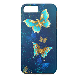 Golden Butterflies on a Blue Background iPhone 8 Plus/7 Plus Case