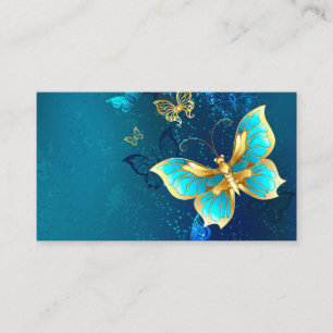Golden Butterflies on a Blue Background Enclosure Card