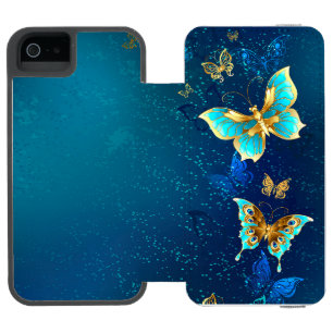 Golden Butterflies on a Blue Background Incipio Watson™ iPhone 5 Wallet Case