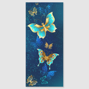 Golden Butterflies on a Blue Background Magnetic Invitation