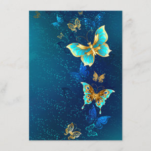 Golden Butterflies on a Blue Background Menu