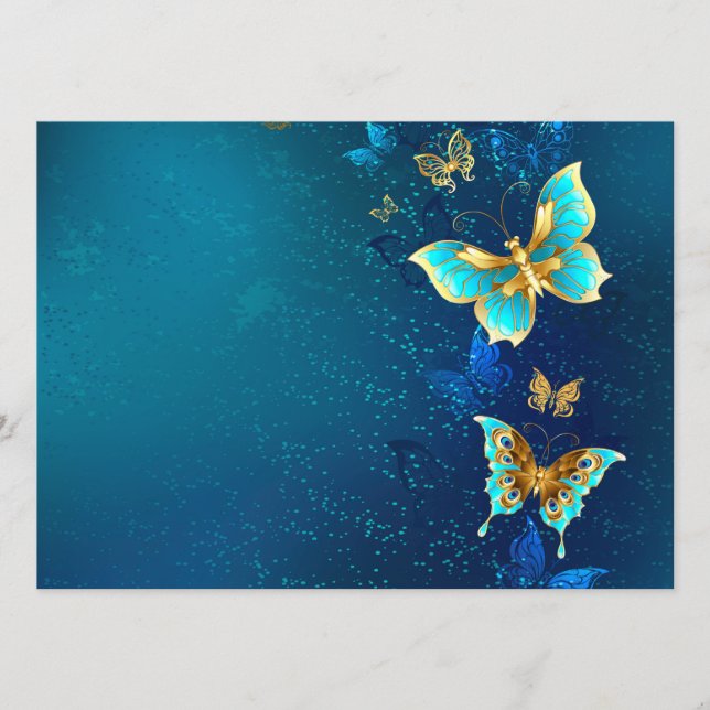 Golden Butterflies on a Blue Background Program (Front)