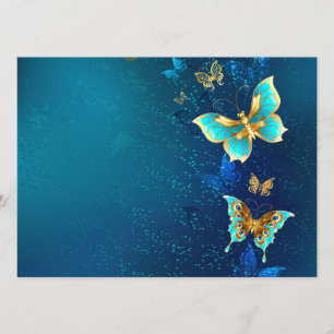 Golden Butterflies on a Blue Background Program