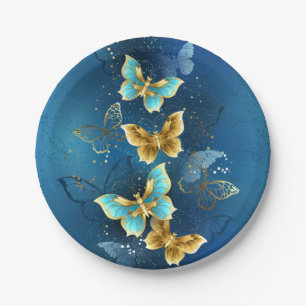 Golden butterflies paper plate