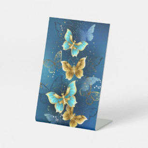 Golden butterflies pedestal sign