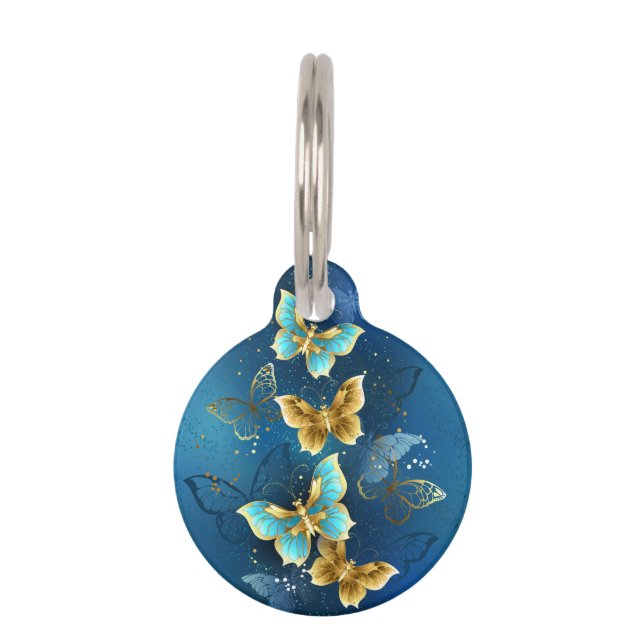 Golden butterflies pet tag (Front)