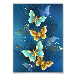 Golden butterflies photo print