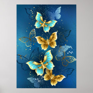 Golden butterflies poster