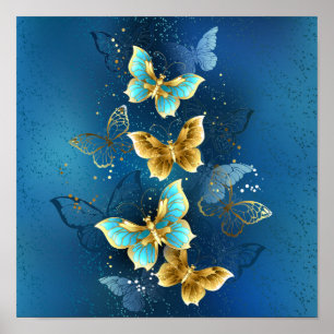 Golden butterflies poster