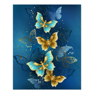 Golden butterflies poster