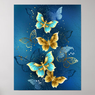 Golden butterflies poster