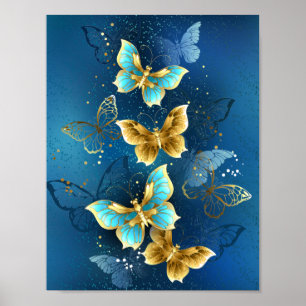 Golden butterflies poster