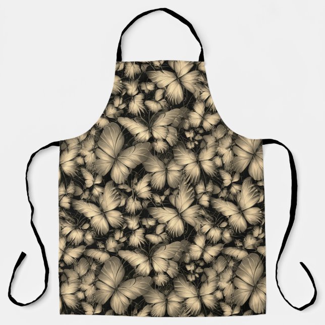 Golden Butterflies Print Apron (Front)