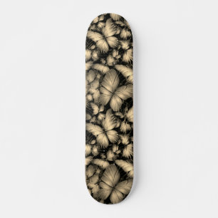 Golden Butterflies Print Skateboard
