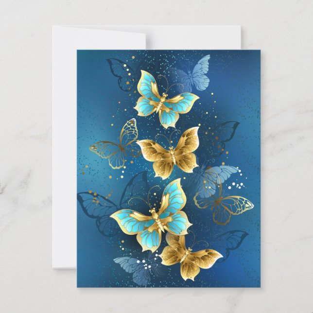 Golden butterflies save the date (Front)
