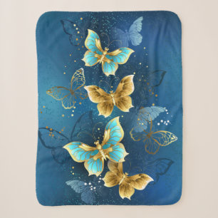 Golden butterflies sherpa blanket