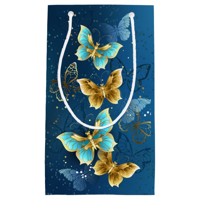 Golden butterflies small gift bag (Front)