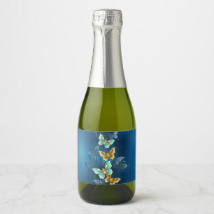 Golden butterflies sparkling wine label
