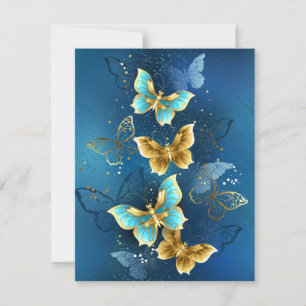 Golden butterflies thank you card