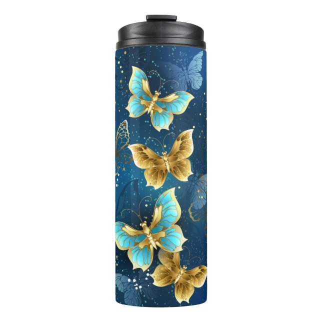 Golden butterflies thermal tumbler (Front)