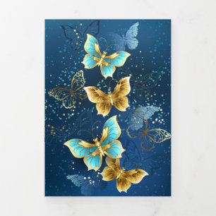 Golden butterflies Tri-Fold card