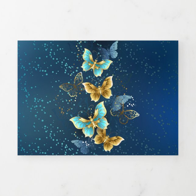 Golden butterflies Tri-Fold card (Cover)