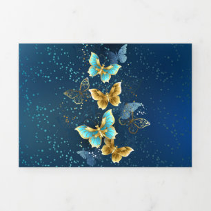 Golden butterflies Tri-Fold invitation