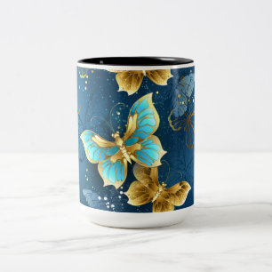 Golden butterflies Two-Tone coffee mug