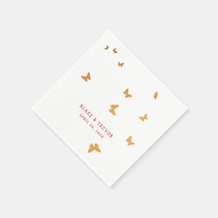 GOLDEN BUTTERFLIES WEDDING NAPKIN