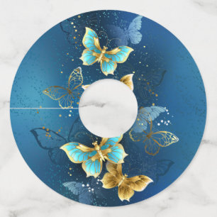 Golden butterflies wine glass tag