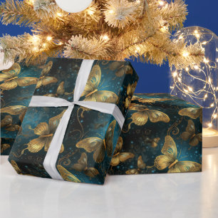 Golden Butterflies Wrapping Paper